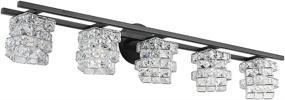 img 4 attached to 🚽 BDL 2020 New Black Bathroom Vanity Light Fixtures: Crystal Shade, Modern Wall Bar Sconce Mirror - 3 Lights (Bulb Excluded)