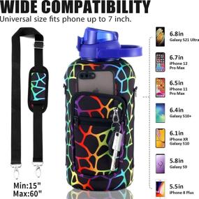 img 3 attached to 💧 Rogisi Large 1 Gallon Water Bottle with Carrier Sleeve & Strap | 128 OZ Motivational Water Bottles with Straw & Time Marker | Leakproof BPA Free Sports Gallon Jug with Handle