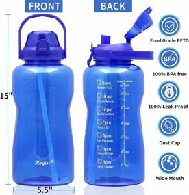 img 1 attached to 💧 Rogisi Large 1 Gallon Water Bottle with Carrier Sleeve & Strap | 128 OZ Motivational Water Bottles with Straw & Time Marker | Leakproof BPA Free Sports Gallon Jug with Handle