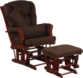 img 2 attached to 🪑 Premium Dark Brown Cherry Bent Wood Glider and Ottoman Set by Artiva USA - 28" Width x 19" Depth x 41" Height