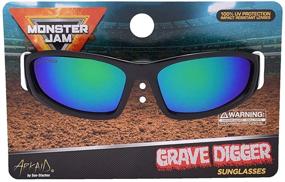 img 2 attached to 🏎️ Sun-Staches Licensed Monster Jam Grave Digger Skull Wrap Shades for Kids - UV400 Sunglasses, Multicolor, Child Size (SG3859)