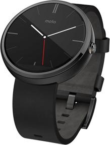 img 4 attached to Stylish Motorola Moto 360 Black Leather Smart Watch - Stay Connected in Style