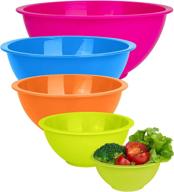 🌈 5-piece colorful plastic mixing bowl set for kitchen - stackable & dishwasher safe mixing bowls - bpa free - ideal for cooking, serving salads, snacks, and fruits logo