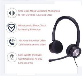 img 2 attached to 🎧 MAIRDI Noise Cancelling Cell Phone Headset with Soft-Padded Headband and Mic Mute Controls - Ideal for iPhone, Samsung Galaxy, Androids, Laptop, Tablets, Skype Conference