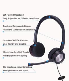 img 1 attached to 🎧 MAIRDI Noise Cancelling Cell Phone Headset with Soft-Padded Headband and Mic Mute Controls - Ideal for iPhone, Samsung Galaxy, Androids, Laptop, Tablets, Skype Conference
