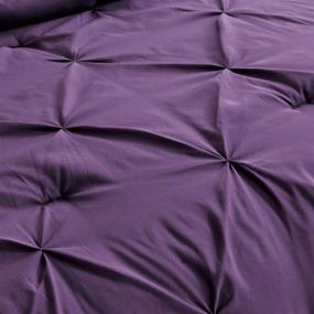 img 1 attached to 🛏️ WPM Microfiber Comforter Set: Pinch Pleat Pintuck Down Alternative Bedding in Dark Purple - All Season Queen Size - Perfect Bedroom Decor - JN1