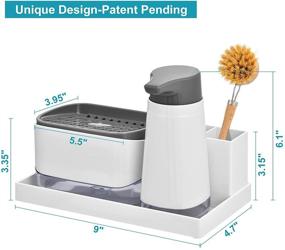 img 2 attached to 🧼 Dish Soap Pump Dispenser Caddy by SUBEKYU - Kitchen Sink Organizer with Sponge Holder and Non-Slip Tray - Innovative Liquid Dishwashing Soap Dispenser