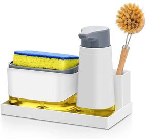 img 4 attached to 🧼 Dish Soap Pump Dispenser Caddy by SUBEKYU - Kitchen Sink Organizer with Sponge Holder and Non-Slip Tray - Innovative Liquid Dishwashing Soap Dispenser