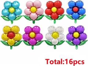 img 2 attached to 🎈 Colorful 16pcs Festival Aluminum Flower Foil Balloon Set for Parties and Celebrations - Wedding, Baby Shower, Birthday Decorations