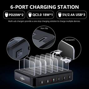 img 1 attached to 🔌 TZONOO 2PD Charging Station: 84W 6-Port Fast Multi-Charger with Power Switch - Organize and Charge Multiple Devices Simultaneously! (Black, 6 Mixed Cables Included)