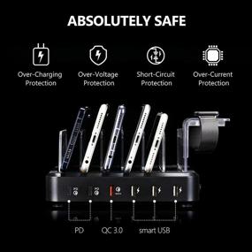 img 3 attached to 🔌 TZONOO 2PD Charging Station: 84W 6-Port Fast Multi-Charger with Power Switch - Organize and Charge Multiple Devices Simultaneously! (Black, 6 Mixed Cables Included)