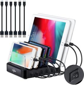 img 4 attached to 🔌 TZONOO 2PD Charging Station: 84W 6-Port Fast Multi-Charger with Power Switch - Organize and Charge Multiple Devices Simultaneously! (Black, 6 Mixed Cables Included)