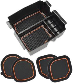 img 4 attached to Auovo Auto Cup Holder Inserts Coasters Center Console Organizer Tray Fit For 2018-2022 Wrangler JL JLU 2020-2022 Gladiator Accessories JT Truck Interior Decoration (Orange Trim)