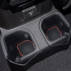 img 1 attached to Auovo Auto Cup Holder Inserts Coasters Center Console Organizer Tray Fit For 2018-2022 Wrangler JL JLU 2020-2022 Gladiator Accessories JT Truck Interior Decoration (Orange Trim)