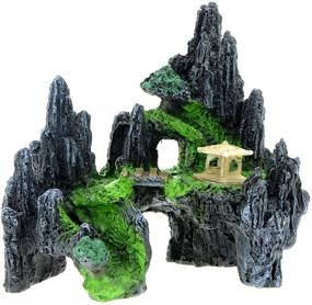 img 1 attached to 🏞️ Saim Mountain View Aquarium Ornament: Enhance Your Underwater Environment with a Tree House Cave Bridge Fish Tank Decoration