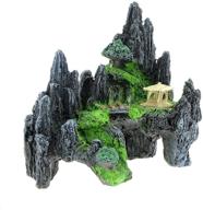 🏞️ saim mountain view aquarium ornament: enhance your underwater environment with a tree house cave bridge fish tank decoration logo