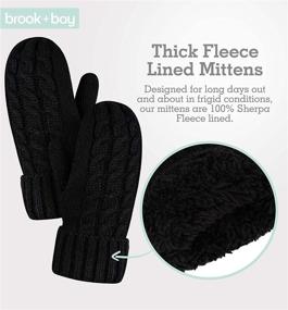 img 3 attached to 🧤 Women's Thick Cable Knit Fleece Lined Winter Mittens - Warm Chunky Black Snow Gloves for Cold Weather