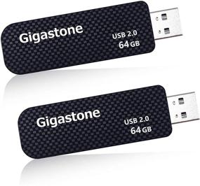 img 4 attached to 💽 Gigastone V30 64GB USB2.0 Flash Drive 2-Pack: Capless Retractable Design, Carbon Fiber Style | Reliable & Durable Performance