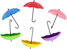 img 1 attached to 🌂 Stylish and Functional GBSTORE 6 PCS Colorful Umbrella Wall Rack with Key Hooks: Small Decorative Home Decor for Hair Pins and Key Organization