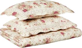 img 4 attached to 🌹 Full/Queen Quilt Set - Greenland Home Antique Rose: Enhance Your Décor with an Antique Rose Inspired Design