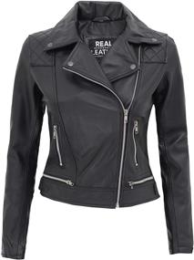 img 4 attached to 👩 Stylish Womens Black Leather Jacket - Authentic Lambskin Chocolate Brown Leather Jackets for Women