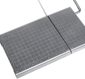 img 2 attached to 🧀 Multipurpose Stainless Steel Cheese Slicer Board - 4" Blade, 5"x8" with Accurate Size Scale for Cutting Cheese, Butter, Vegetables, Sausage, Herbs & More (No Wire)