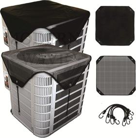 img 4 attached to 🌬️ Upgrade - Set of 2 Central Air Conditioner Covers for Outside Units 36 x 36 - Premium Universal Mesh and Winter Waterproof Outdoor AC Defender (36" x 36")