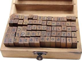 img 1 attached to 🔠 Vintage DIY Craft Alphabet Stamps Set by KMIKE - 70pcs Wood Rubber Stamp for Letter, Number, and Symbol, Perfect for Card Making