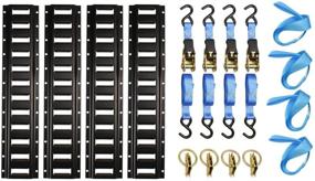 img 4 attached to 🏍️ Motorcycle Kit: 15' Ratchet Tie Down Straps, 2' E-Track Rails, Soft Loops, O Rings - Cargo Accessory for Securing Motorcycles, Dirt Bikes, Kayaks, ATVs, UTVs