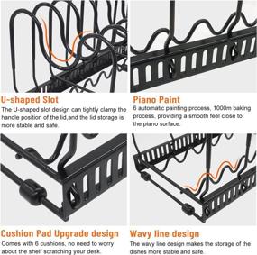 img 1 attached to 🍳 Adjustable Expandable Pot and Pan Organizer Rack - AHNR Kitchen Cabinet Pantry Bakeware Holder for 10+ Pans and Lids, with 10 Customizable Compartments (Black)