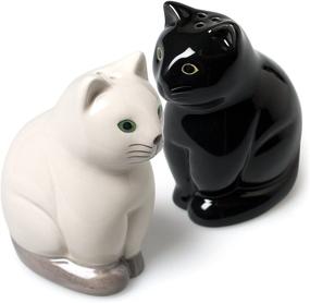 img 1 attached to 🐱 Charming Abbott Collection Ceramic Cat Salt and Pepper Shakers - Set of 2