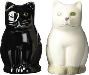 img 2 attached to 🐱 Charming Abbott Collection Ceramic Cat Salt and Pepper Shakers - Set of 2