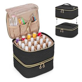 img 4 attached to 💅 LUXJA Detachable 2 Layers Nail Polish Organizer: Stylish Black Case with 40-Bottle Capacity and Tools Storage Pockets (Patented Design)