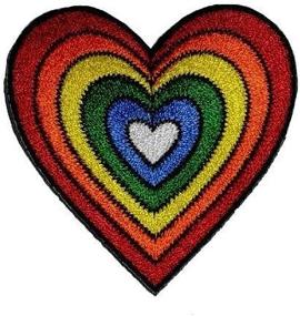 img 1 attached to Heart Rainbow Hippie Retro Design - DIY Applique Patch for Sewing & Ironing - H-01