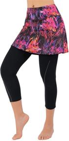 img 4 attached to 🎾 ANIVIVO Women's Tennis Skirted Leggings: Stylish Capris Yoga Leggings with Pockets and Skirts - Perfect for Tennis and Yoga Apparel