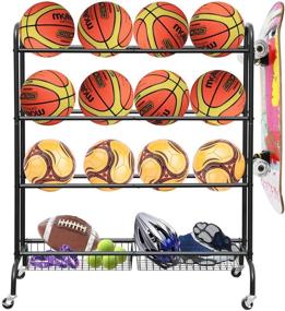 img 4 attached to 🏀 LUDING Rolling Basketball Three Layer Organizer: Top-notch Storage Solution for Sports Gear