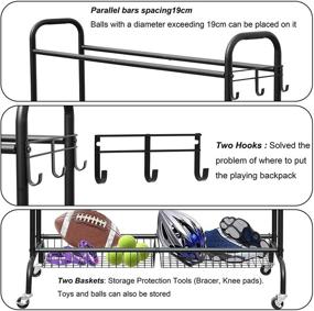 img 2 attached to 🏀 LUDING Rolling Basketball Three Layer Organizer: Top-notch Storage Solution for Sports Gear