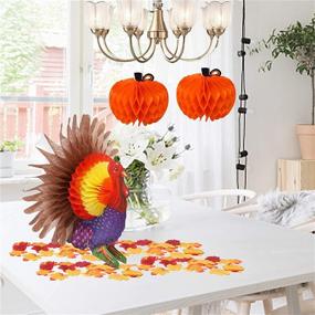 img 1 attached to 🦃 Yosager 3-Pack Thanksgiving Table Decorations: Tissue Turkey and Pumpkin with 50 Pcs Artificial Maple Leaves, Honeycomb Decor - Thanksgiving Centerpiece Party Supply for Table Accessory and Décor