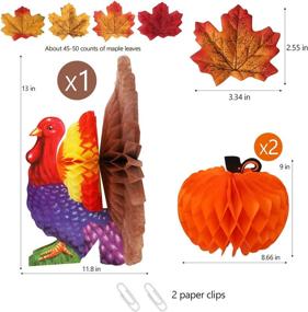 img 3 attached to 🦃 Yosager 3-Pack Thanksgiving Table Decorations: Tissue Turkey and Pumpkin with 50 Pcs Artificial Maple Leaves, Honeycomb Decor - Thanksgiving Centerpiece Party Supply for Table Accessory and Décor