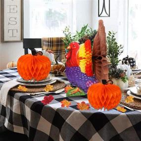 img 2 attached to 🦃 Yosager 3-Pack Thanksgiving Table Decorations: Tissue Turkey and Pumpkin with 50 Pcs Artificial Maple Leaves, Honeycomb Decor - Thanksgiving Centerpiece Party Supply for Table Accessory and Décor