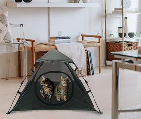 img 3 attached to 🐱 SUAY Portable Pop Up Cat Tents Enclosure - Large House for Outdoor Patio & Indoor Use | Ideal for Cats, Puppies, Rabbits, Small Animals | Quick Open with option to Connect to Tunnels