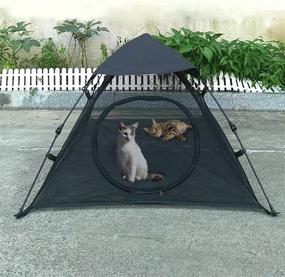 img 2 attached to 🐱 SUAY Portable Pop Up Cat Tents Enclosure - Large House for Outdoor Patio & Indoor Use | Ideal for Cats, Puppies, Rabbits, Small Animals | Quick Open with option to Connect to Tunnels