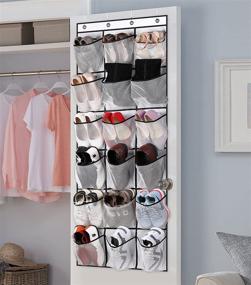 img 3 attached to AOODA Shoe Organizer Over The Door: Extra Large 18 Mesh Pockets Hanging Shoe Rack for Closet - White