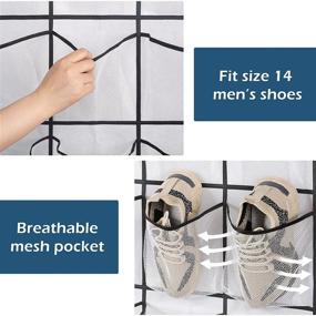 img 1 attached to AOODA Shoe Organizer Over The Door: Extra Large 18 Mesh Pockets Hanging Shoe Rack for Closet - White