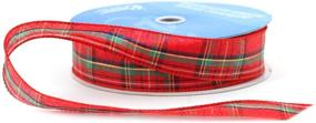 img 1 attached to 🎀 Clarkston Craft Ribbon - Berwick 1.5-Inch Wide Wired Edge, 50-Yard Spool in Red, Green, and Gold