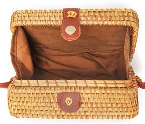 img 1 attached to 👜 Boho Woven Rattan Crossbody Bag - Round Square Design, Women's Handbag and Clutch