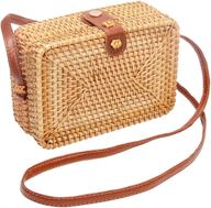 👜 boho woven rattan crossbody bag - round square design, women's handbag and clutch logo