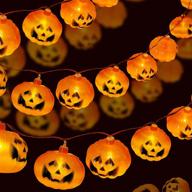 19.7 ft halloween string lights, 36 led orange pumpkin lights, battery operated halloween decorations for party, indoor/outdoor room tree decor logo