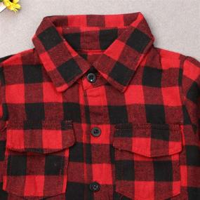 img 2 attached to Flannel Boys' Clothing and Tops with 👕 Little Letters Sleeve Button Detail – Tees & Shirts