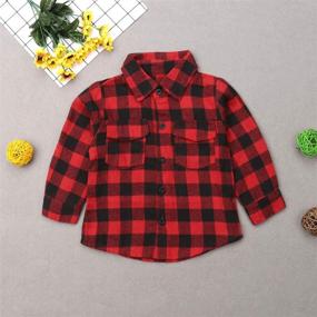 img 3 attached to Flannel Boys' Clothing and Tops with 👕 Little Letters Sleeve Button Detail – Tees & Shirts